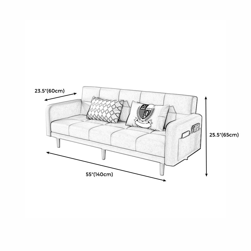 Beige Contemporary Biscuit Back Sofa 25.6"High Square Arm Sofa Clearhalo 'furn' 'furn_sofas' 'Furniture' 'furniture_sofas' 'kitchen' 'kitchen_sofas' 'Living Room Furniture' 'Sofa' 'sofas' 4638373