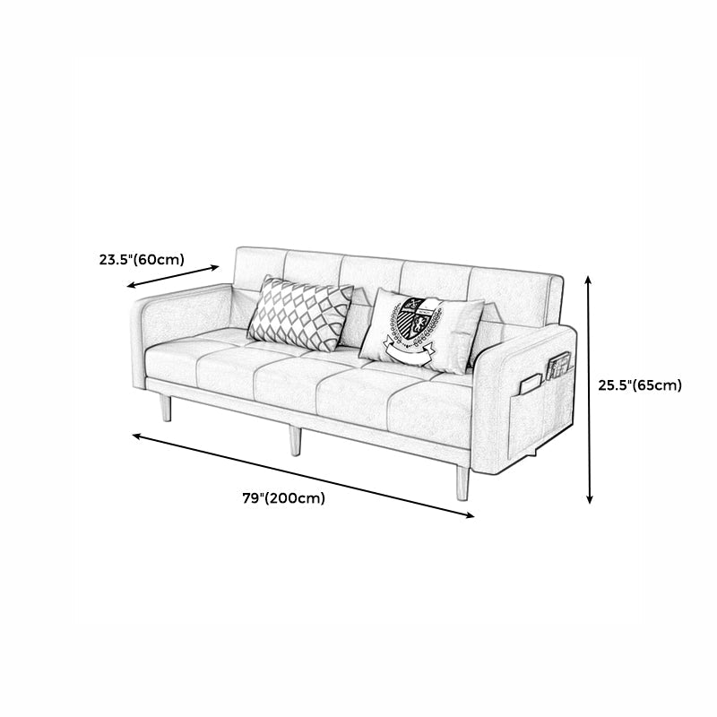 Beige Contemporary Biscuit Back Sofa 25.6"High Square Arm Sofa Clearhalo 'furn' 'furn_sofas' 'Furniture' 'furniture_sofas' 'kitchen' 'kitchen_sofas' 'Living Room Furniture' 'Sofa' 'sofas' 4638375