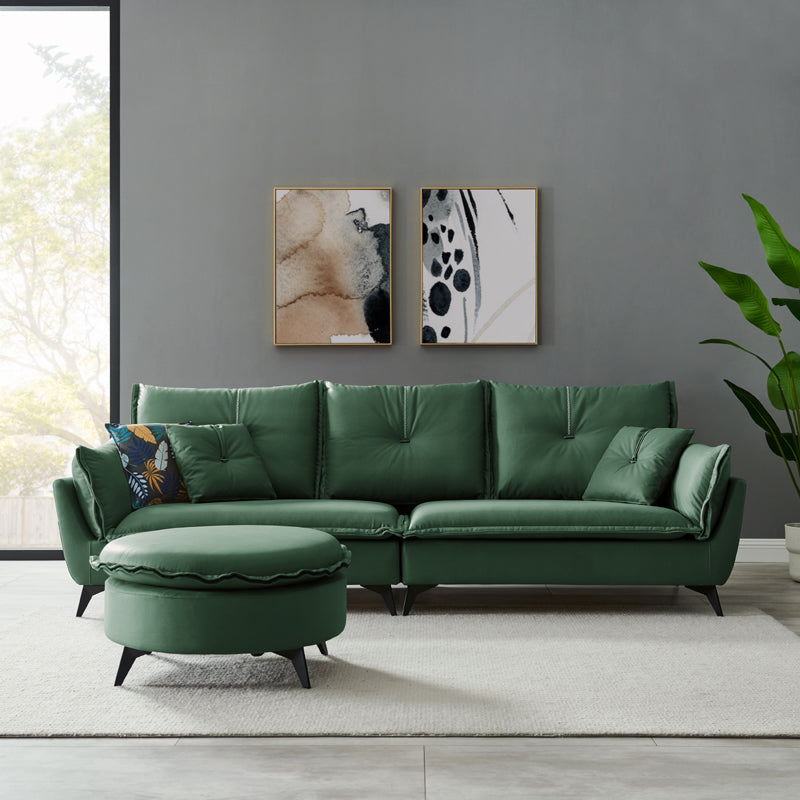 35" High Modern Faux Leather Flared Arm Standard Sofa with Cushions Stain Resistant Blackish Green Clearhalo 'furn' 'furn_sofas' 'Furniture' 'furniture_sofas' 'kitchen' 'kitchen_sofas' 'Living Room Furniture' 'Sofa' 'sofas' 4638376