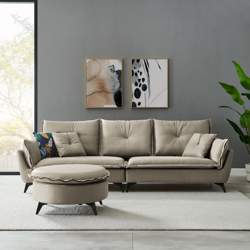 35" High Modern Faux Leather Flared Arm Standard Sofa with Cushions Stain Resistant Grey Clearhalo 'furn' 'furn_sofas' 'Furniture' 'furniture_sofas' 'kitchen' 'kitchen_sofas' 'Living Room Furniture' 'Sofa' 'sofas' 4638380