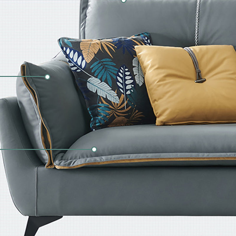 35" High Modern Faux Leather Flared Arm Standard Sofa with Cushions Stain Resistant Clearhalo 'furn' 'furn_sofas' 'Furniture' 'furniture_sofas' 'kitchen' 'kitchen_sofas' 'Living Room Furniture' 'Sofa' 'sofas' 4638383