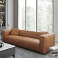 24.80"H Genuine Leather Square Arm Sofa with Tight Back for Living Room 91"L x 37"W x 26"H Orange Clearhalo 'furn' 'furn_sofas' 'Furniture' 'furniture_sofas' 'kitchen' 'kitchen_sofas' 'Living Room Furniture' 'Sofa' 'sofas' 4638393
