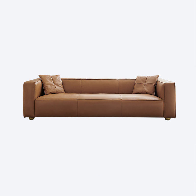 24.80"H Genuine Leather Square Arm Sofa with Tight Back for Living Room Clearhalo 'furn' 'furn_sofas' 'Furniture' 'furniture_sofas' 'kitchen' 'kitchen_sofas' 'Living Room Furniture' 'Sofa' 'sofas' 4638397