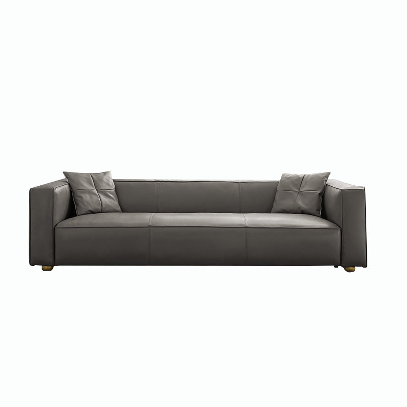 24.80"H Genuine Leather Square Arm Sofa with Tight Back for Living Room Clearhalo 'furn' 'furn_sofas' 'Furniture' 'furniture_sofas' 'kitchen' 'kitchen_sofas' 'Living Room Furniture' 'Sofa' 'sofas' 4638398