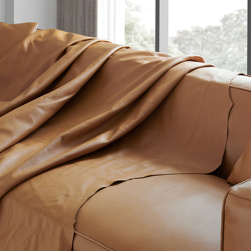 24.80"H Genuine Leather Square Arm Sofa with Tight Back for Living Room Clearhalo 'furn' 'furn_sofas' 'Furniture' 'furniture_sofas' 'kitchen' 'kitchen_sofas' 'Living Room Furniture' 'Sofa' 'sofas' 4638400