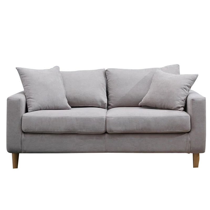 Modern Sofa Couch Wooden Base Solid Color Fabric Loveseat Square Arm Sofa for Living Room Light Grey Clearhalo 'furn' 'furn_sofas' 'Furniture' 'furniture_sofas' 'kitchen' 'kitchen_sofas' 'Living Room Furniture' 'Sofa' 'sofas' 4638421