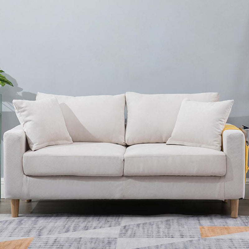 Modern Sofa Couch Wooden Base Solid Color Fabric Loveseat Square Arm Sofa for Living Room Clearhalo 'furn' 'furn_sofas' 'Furniture' 'furniture_sofas' 'kitchen' 'kitchen_sofas' 'Living Room Furniture' 'Sofa' 'sofas' 4638423