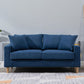 Modern Sofa Couch Wooden Base Solid Color Fabric Loveseat Square Arm Sofa for Living Room Dark Blue Clearhalo 'furn' 'furn_sofas' 'Furniture' 'furniture_sofas' 'kitchen' 'kitchen_sofas' 'Living Room Furniture' 'Sofa' 'sofas' 4638433