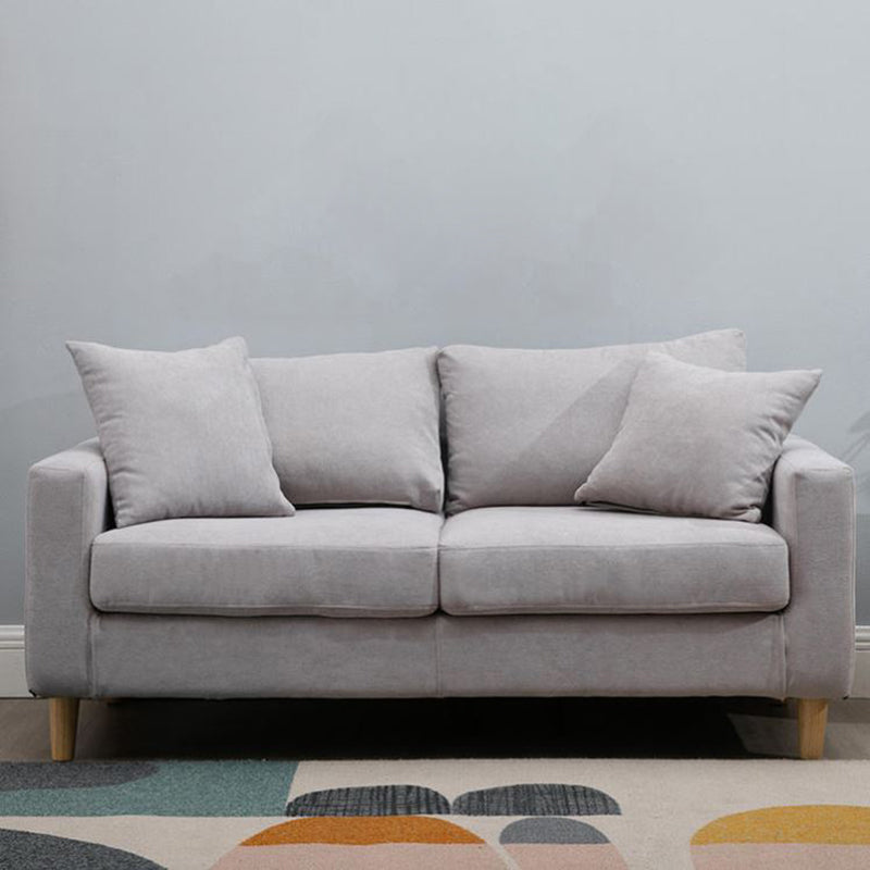 Modern Sofa Couch Wooden Base Solid Color Fabric Loveseat Square Arm Sofa for Living Room Clearhalo 'furn' 'furn_sofas' 'Furniture' 'furniture_sofas' 'kitchen' 'kitchen_sofas' 'Living Room Furniture' 'Sofa' 'sofas' 4638434