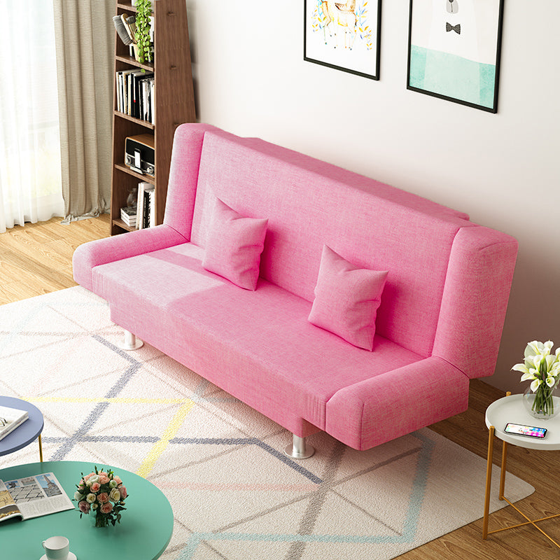 29.53"H Linen Armless Convertible Sleeper Sofa Bed for Living Room Pink Clearhalo 'furn' 'furn_sofas' 'Furniture' 'furniture_sofas' 'kitchen' 'kitchen_sofas' 'Living Room Furniture' 'Sofa' 'sofas' 4638460