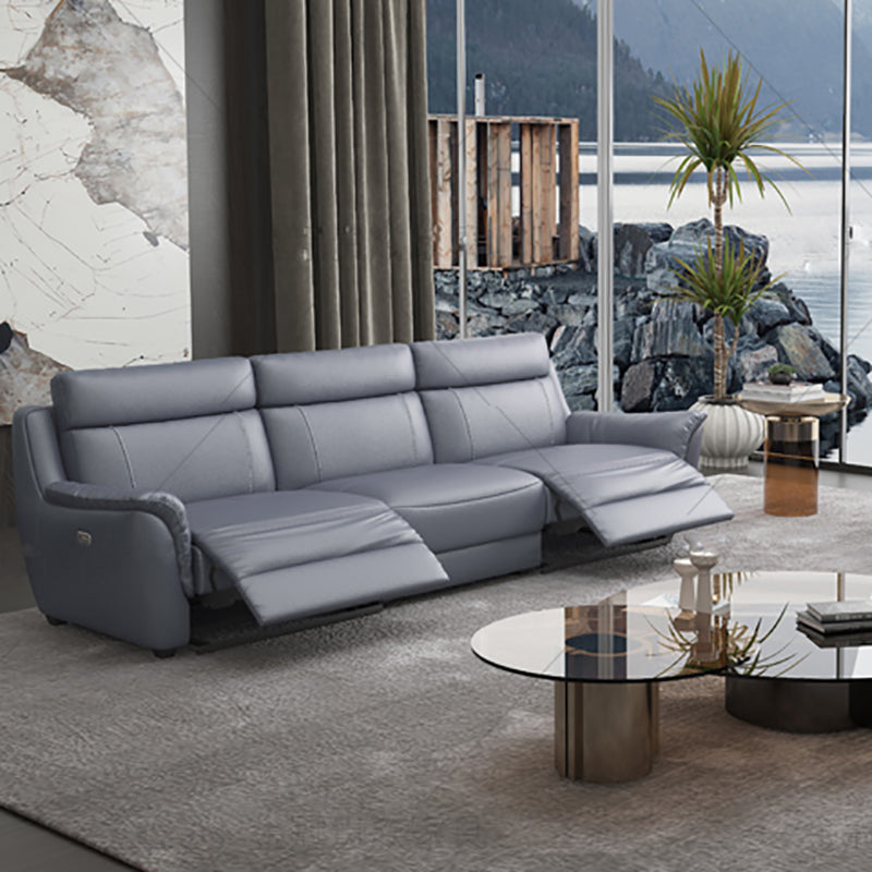 Faux Leather Recliner Sofa 39.3"W Pillow Top Arm with Sewn Pillow Back 102"L x 39"W x 39"H Genuine Leather Clearhalo 'furn' 'furn_sofas' 'Furniture' 'furniture_sofas' 'kitchen' 'kitchen_sofas' 'Living Room Furniture' 'Sofa' 'sofas' 4638470