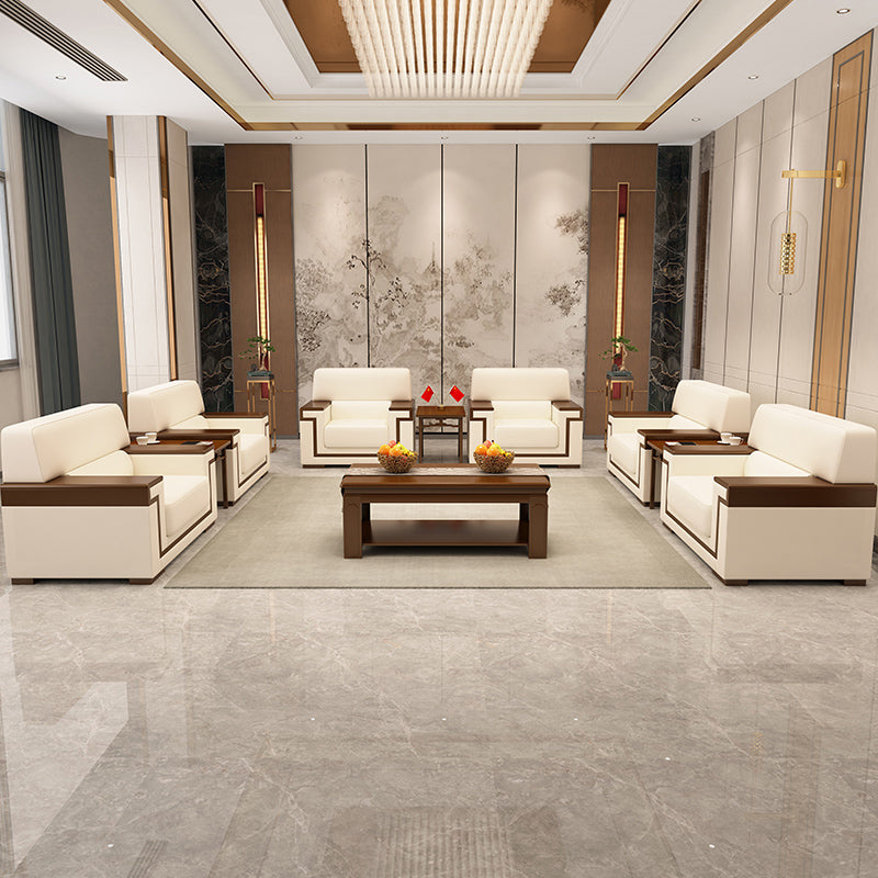 Contemporary Tight Back Standard Sofa 35.43"High Square Arm Sofa, Beige Clearhalo 'furn' 'furn_sofas' 'Furniture' 'furniture_sofas' 'kitchen' 'kitchen_sofas' 'Living Room Furniture' 'Sofa' 'sofas' 4638493