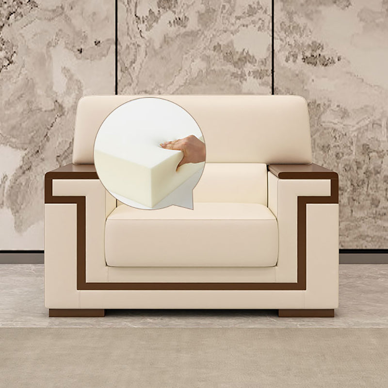 Contemporary Tight Back Standard Sofa 35.43"High Square Arm Sofa, Beige Clearhalo 'furn' 'furn_sofas' 'Furniture' 'furniture_sofas' 'kitchen' 'kitchen_sofas' 'Living Room Furniture' 'Sofa' 'sofas' 4638498