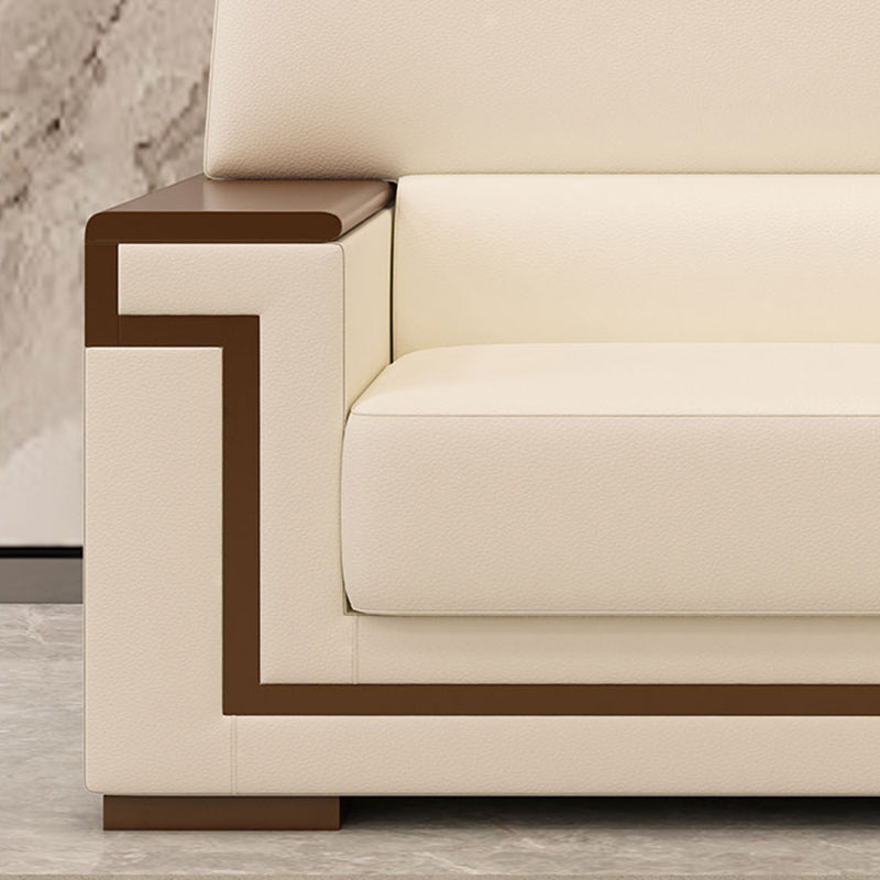 Contemporary Tight Back Standard Sofa 35.43"High Square Arm Sofa, Beige Clearhalo 'furn' 'furn_sofas' 'Furniture' 'furniture_sofas' 'kitchen' 'kitchen_sofas' 'Living Room Furniture' 'Sofa' 'sofas' 4638499
