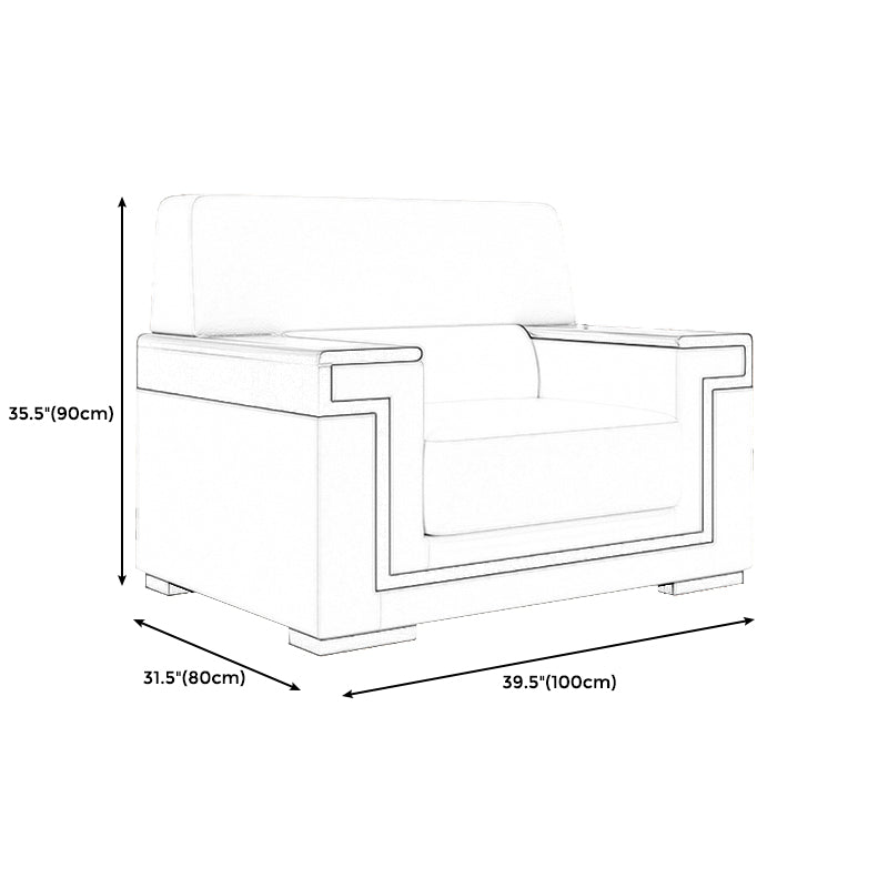 Contemporary Tight Back Standard Sofa 35.43"High Square Arm Sofa, Beige Clearhalo 'furn' 'furn_sofas' 'Furniture' 'furniture_sofas' 'kitchen' 'kitchen_sofas' 'Living Room Furniture' 'Sofa' 'sofas' 4638500