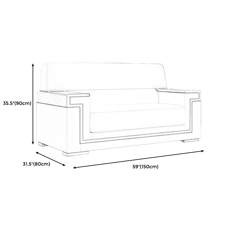 Contemporary Tight Back Standard Sofa 35.43"High Square Arm Sofa, Beige Clearhalo 'furn' 'furn_sofas' 'Furniture' 'furniture_sofas' 'kitchen' 'kitchen_sofas' 'Living Room Furniture' 'Sofa' 'sofas' 4638501