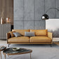 Modern Cushions Standard Sofa 29.53"High Square Arm Sofa, Champagne 82.7"L x 35.4"W x 29.5"H Genuine Leather Clearhalo 'furn' 'furn_sofas' 'Furniture' 'furniture_sofas' 'kitchen' 'kitchen_sofas' 'Living Room Furniture' 'Sofa' 'sofas' 4638503