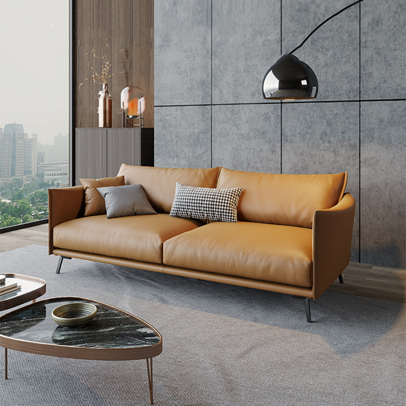 Modern Cushions Standard Sofa 29.53"High Square Arm Sofa, Champagne 63"L x 35.4"W x 29.5"H Clearhalo 'furn' 'furn_sofas' 'Furniture' 'furniture_sofas' 'kitchen' 'kitchen_sofas' 'Living Room Furniture' 'Sofa' 'sofas' 4638504