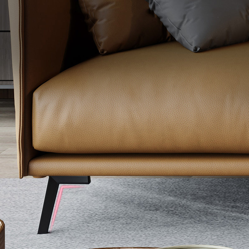 Modern Cushions Standard Sofa 29.53"High Square Arm Sofa, Champagne Clearhalo 'furn' 'furn_sofas' 'Furniture' 'furniture_sofas' 'kitchen' 'kitchen_sofas' 'Living Room Furniture' 'Sofa' 'sofas' 4638512