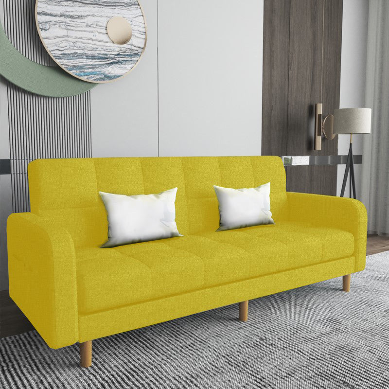 Square Arm Modern Sofa with Biscuit Back Storage Sofa for Living Room Yellow Linen Blend Clearhalo 'furn' 'furn_sofas' 'Furniture' 'furniture_sofas' 'kitchen' 'kitchen_sofas' 'Living Room Furniture' 'Sofa' 'sofas' 4638524