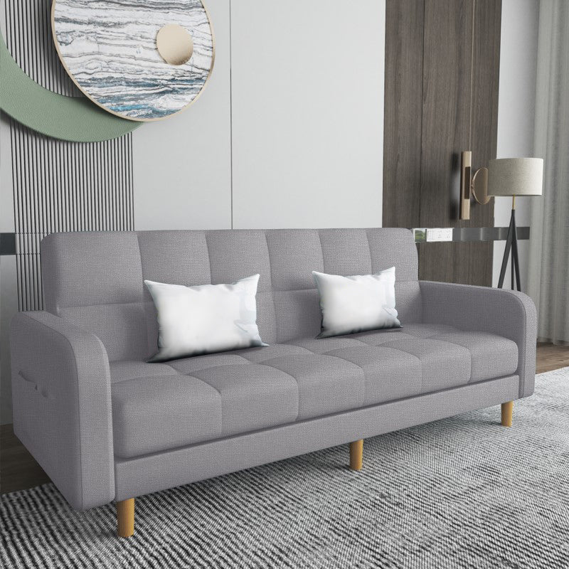 Square Arm Modern Sofa with Biscuit Back Storage Sofa for Living Room Light Gray Linen Blend Clearhalo 'furn' 'furn_sofas' 'Furniture' 'furniture_sofas' 'kitchen' 'kitchen_sofas' 'Living Room Furniture' 'Sofa' 'sofas' 4638525