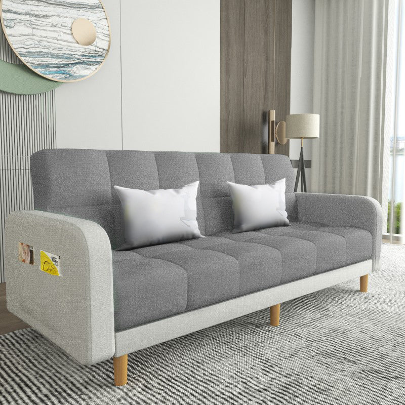 Square Arm Modern Sofa with Biscuit Back Storage Sofa for Living Room Gray-White Linen Blend Clearhalo 'furn' 'furn_sofas' 'Furniture' 'furniture_sofas' 'kitchen' 'kitchen_sofas' 'Living Room Furniture' 'Sofa' 'sofas' 4638531