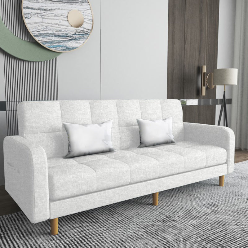 Square Arm Modern Sofa with Biscuit Back Storage Sofa for Living Room Off-White Linen Blend Clearhalo 'furn' 'furn_sofas' 'Furniture' 'furniture_sofas' 'kitchen' 'kitchen_sofas' 'Living Room Furniture' 'Sofa' 'sofas' 4638536