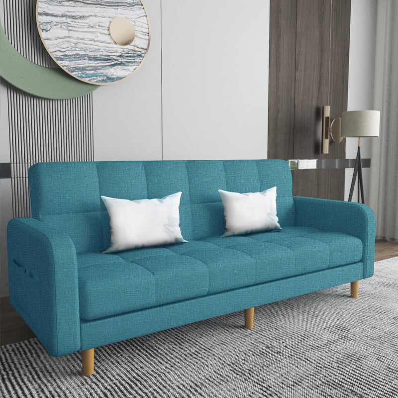 Square Arm Modern Sofa with Biscuit Back Storage Sofa for Living Room Turquoise Linen Blend Clearhalo 'furn' 'furn_sofas' 'Furniture' 'furniture_sofas' 'kitchen' 'kitchen_sofas' 'Living Room Furniture' 'Sofa' 'sofas' 4638537
