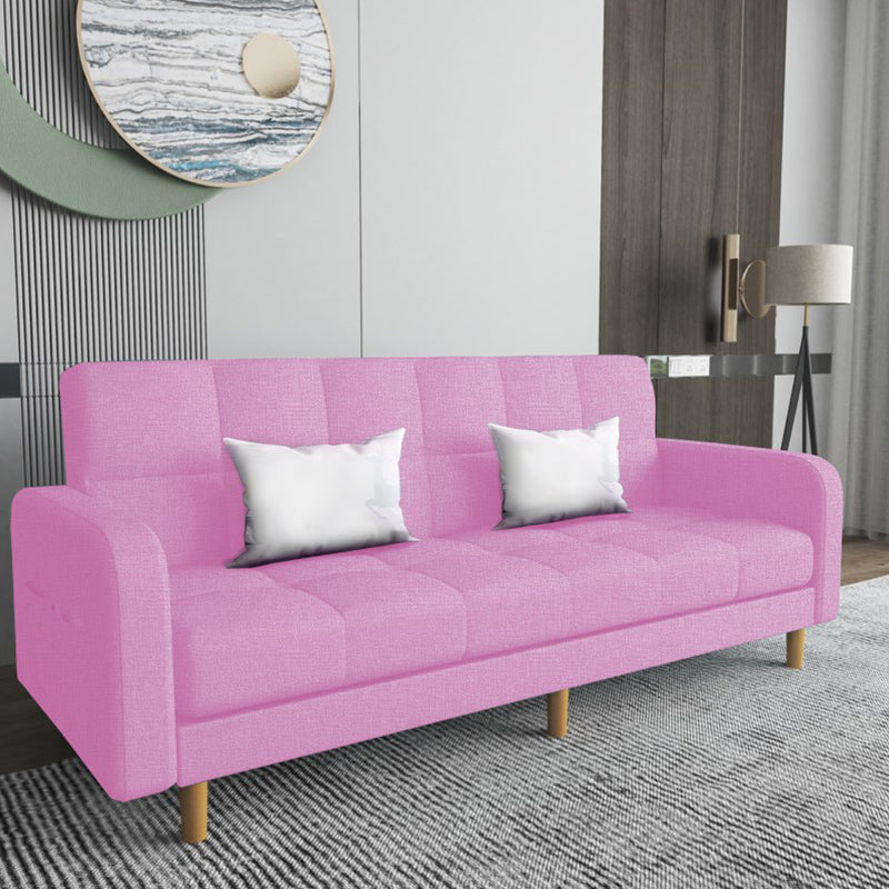 Square Arm Modern Sofa with Biscuit Back Storage Sofa for Living Room Pink Linen Blend Clearhalo 'furn' 'furn_sofas' 'Furniture' 'furniture_sofas' 'kitchen' 'kitchen_sofas' 'Living Room Furniture' 'Sofa' 'sofas' 4638540