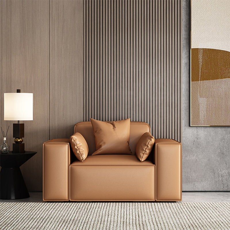 Faux Leather Modern Standard Sofa 37"W Square Arm Sofa Sofa Living Room 43.5"L x 39.5"W x 29.5"H Coffee Clearhalo 'furn' 'furn_sofas' 'Furniture' 'furniture_sofas' 'kitchen' 'kitchen_sofas' 'Living Room Furniture' 'Sofa' 'sofas' 4638551