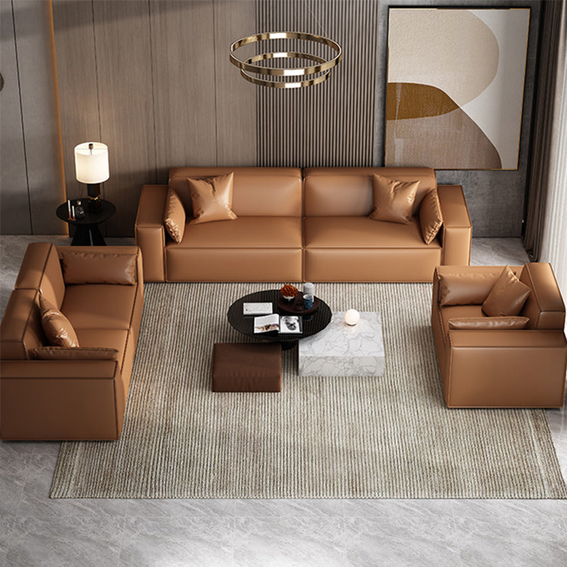 Faux Leather Modern Standard Sofa 37"W Square Arm Sofa Sofa Living Room Clearhalo 'furn' 'furn_sofas' 'Furniture' 'furniture_sofas' 'kitchen' 'kitchen_sofas' 'Living Room Furniture' 'Sofa' 'sofas' 4638552