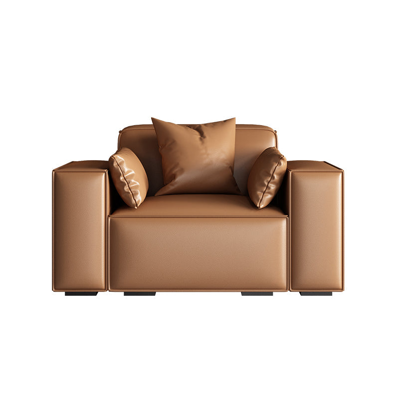 Faux Leather Modern Standard Sofa 37"W Square Arm Sofa Sofa Living Room Clearhalo 'furn' 'furn_sofas' 'Furniture' 'furniture_sofas' 'kitchen' 'kitchen_sofas' 'Living Room Furniture' 'Sofa' 'sofas' 4638555