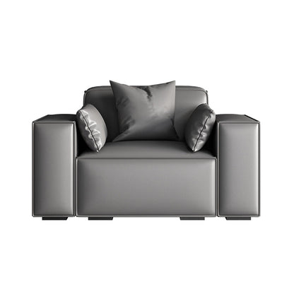 Faux Leather Modern Standard Sofa 37"W Square Arm Sofa Sofa Living Room 43.5"L x 39.5"W x 29.5"H Dark Gray Clearhalo 'furn' 'furn_sofas' 'Furniture' 'furniture_sofas' 'kitchen' 'kitchen_sofas' 'Living Room Furniture' 'Sofa' 'sofas' 4638558