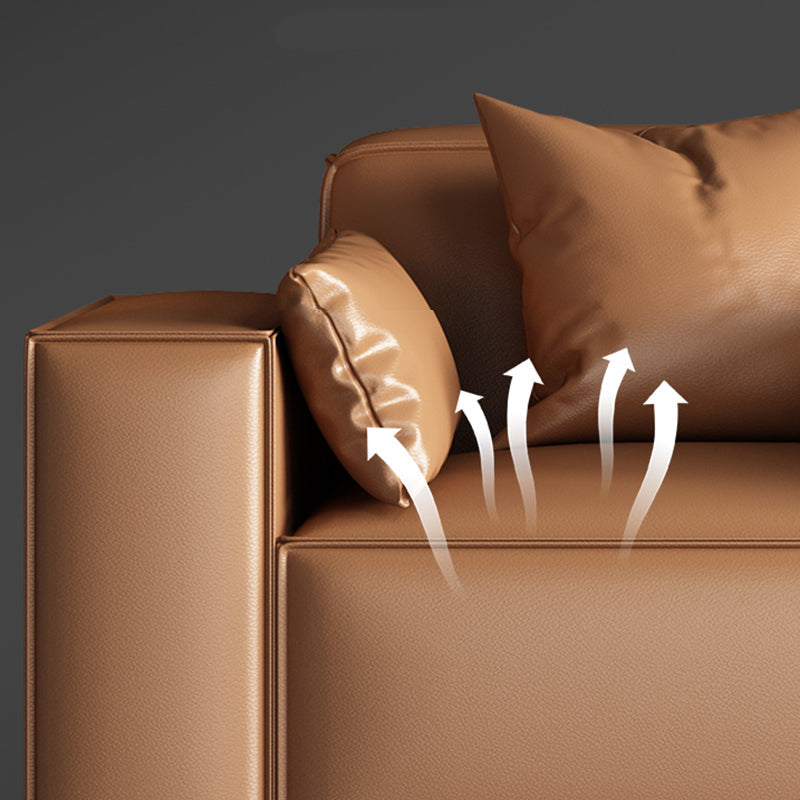 Faux Leather Modern Standard Sofa 37"W Square Arm Sofa Sofa Living Room Clearhalo 'furn' 'furn_sofas' 'Furniture' 'furniture_sofas' 'kitchen' 'kitchen_sofas' 'Living Room Furniture' 'Sofa' 'sofas' 4638564