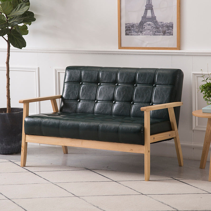 ブラウンモダンビスケットバック本革標準ソファ27.56 "高四角いアームソファ