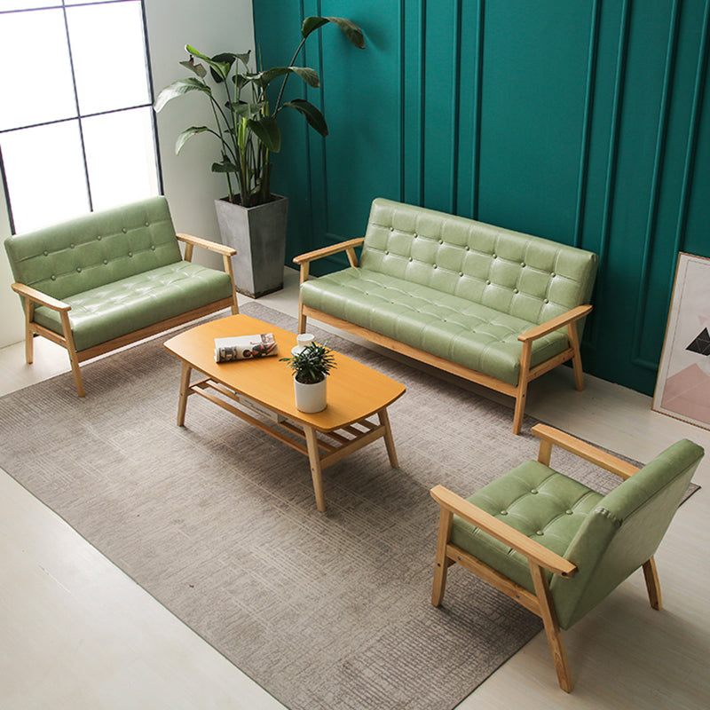 ブラウンモダンビスケットバック本革標準ソファ27.56 "高四角いアームソファ