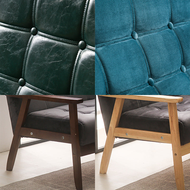 ブラウンモダンビスケットバック本革標準ソファ27.56 "高四角いアームソファ