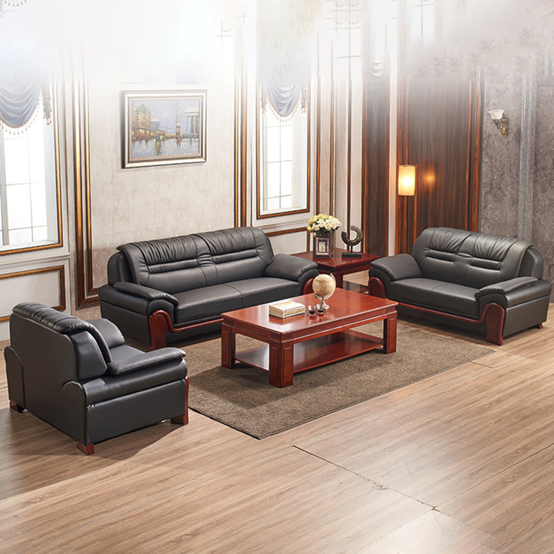 Traditional Sewn Pillow Back Sofa 35.43"High Rolled Arm Sofa, Black Clearhalo 'furn' 'furn_sofas' 'Furniture' 'furniture_sofas' 'kitchen' 'kitchen_sofas' 'Living Room Furniture' 'Sofa' 'sofas' 4638609