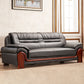 Traditional Sewn Pillow Back Sofa 35.43"High Rolled Arm Sofa, Black 87"L x 33.5"W x 35.5"H Faux Leather Clearhalo 'furn' 'furn_sofas' 'Furniture' 'furniture_sofas' 'kitchen' 'kitchen_sofas' 'Living Room Furniture' 'Sofa' 'sofas' 4638621