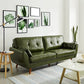 33.46" H Faux Leather Flared Arm Sofa with 2 Pillows Tufted Back Sofa Green Clearhalo 'furn' 'furn_sofas' 'Furniture' 'furniture_sofas' 'kitchen' 'kitchen_sofas' 'Living Room Furniture' 'Sofa' 'sofas' 4638626