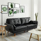 33.46" H Faux Leather Flared Arm Sofa with 2 Pillows Tufted Back Sofa Black Clearhalo 'furn' 'furn_sofas' 'Furniture' 'furniture_sofas' 'kitchen' 'kitchen_sofas' 'Living Room Furniture' 'Sofa' 'sofas' 4638628