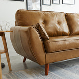 33.46" H Faux Leather Flared Arm Sofa with 2 Pillows Tufted Back Sofa Clearhalo 'furn' 'furn_sofas' 'Furniture' 'furniture_sofas' 'kitchen' 'kitchen_sofas' 'Living Room Furniture' 'Sofa' 'sofas' 4638638