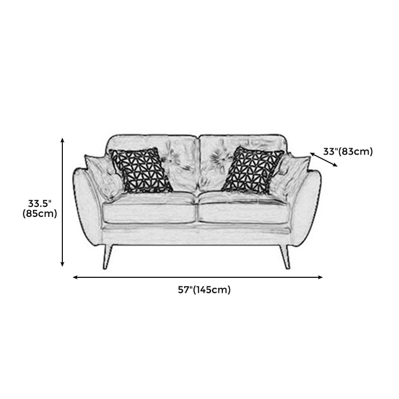 33.46" H Faux Leather Flared Arm Sofa with 2 Pillows Tufted Back Sofa Clearhalo 'furn' 'furn_sofas' 'Furniture' 'furniture_sofas' 'kitchen' 'kitchen_sofas' 'Living Room Furniture' 'Sofa' 'sofas' 4638644