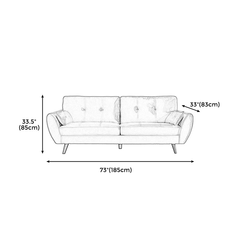 33.46" H Faux Leather Flared Arm Sofa with 2 Pillows Tufted Back Sofa Clearhalo 'furn' 'furn_sofas' 'Furniture' 'furniture_sofas' 'kitchen' 'kitchen_sofas' 'Living Room Furniture' 'Sofa' 'sofas' 4638645
