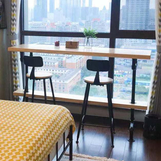 Brown Industrial Style Bar Table Solid Wood Milk Tea Shop Bar Table 63"L x 19.7"W x 41.3"H Without Chairs Clearhalo 'Bar Furniture' 'Bar Tables' 'bar_tables' 'furn' 'furn_bar_tables' 'Furniture' 'furniture_bar_tables' 'Kitchen & Dining Furniture' 4638729