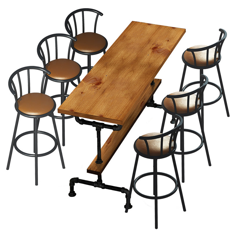 Brown Industrial Style Bar Table Solid Wood Milk Tea Shop Bar Table Without Chairs Clearhalo 'Bar Furniture' 'Bar Tables' 'bar_tables' 'furn' 'furn_bar_tables' 'Furniture' 'furniture_bar_tables' 'Kitchen & Dining Furniture' 4638730