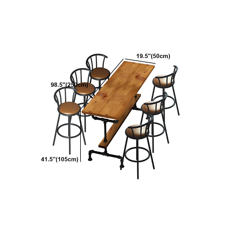 Brown Industrial Style Bar Table Solid Wood Milk Tea Shop Bar Table Clearhalo 'Bar Furniture' 'Bar Tables' 'bar_tables' 'furn' 'furn_bar_tables' 'Furniture' 'furniture_bar_tables' 'Kitchen & Dining Furniture' 4638741