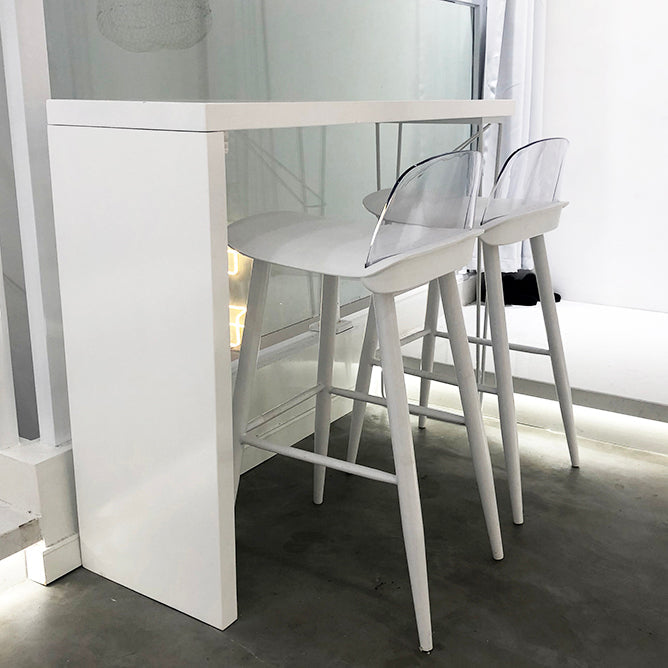 White Modern Style Rectangle Bar Table in Wood and Metal Milk Tea Shop Bar Table 55.1"L x 15.7"W x 41.3"H Without Chairs Clearhalo 'Bar Furniture' 'Bar Tables' 'bar_tables' 'furn' 'furn_bar_tables' 'Furniture' 'furniture_bar_tables' 'Kitchen & Dining Furniture' 4638745