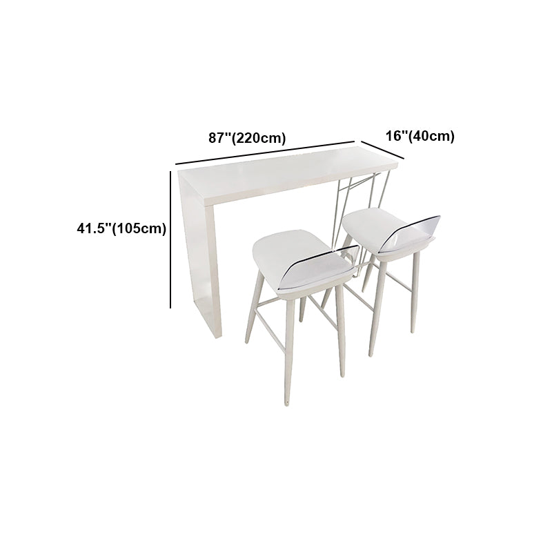 White Modern Style Rectangle Bar Table in Wood and Metal Milk Tea Shop Bar Table Clearhalo 'Bar Furniture' 'Bar Tables' 'bar_tables' 'furn' 'furn_bar_tables' 'Furniture' 'furniture_bar_tables' 'Kitchen & Dining Furniture' 4638750