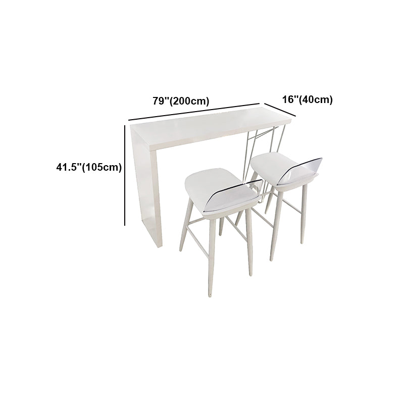 White Modern Style Rectangle Bar Table in Wood and Metal Milk Tea Shop Bar Table Clearhalo 'Bar Furniture' 'Bar Tables' 'bar_tables' 'furn' 'furn_bar_tables' 'Furniture' 'furniture_bar_tables' 'Kitchen & Dining Furniture' 4638751